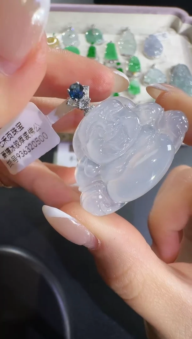 翡翠18K金镶嵌吊坠(不含链)【源头工厂】18k金钻石镶嵌