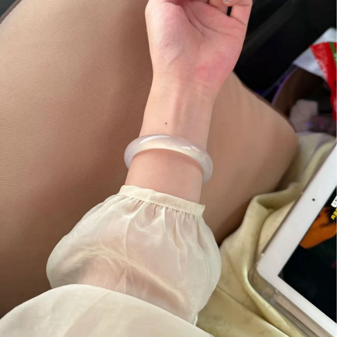 天然玉石玛瑙白月光荔枝冻正圈手镯多样性发一