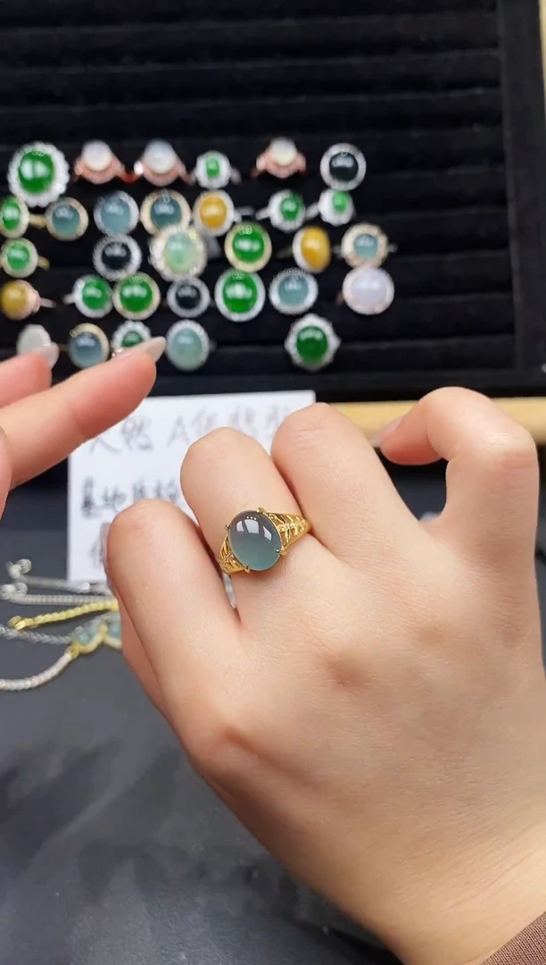 银S925镶嵌戒指翡翠111