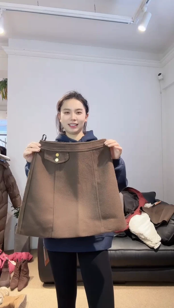 毛呢短裙6837M咖