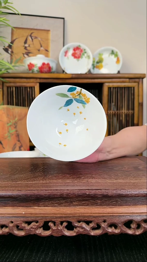 陶瓷桂花图米饭碗