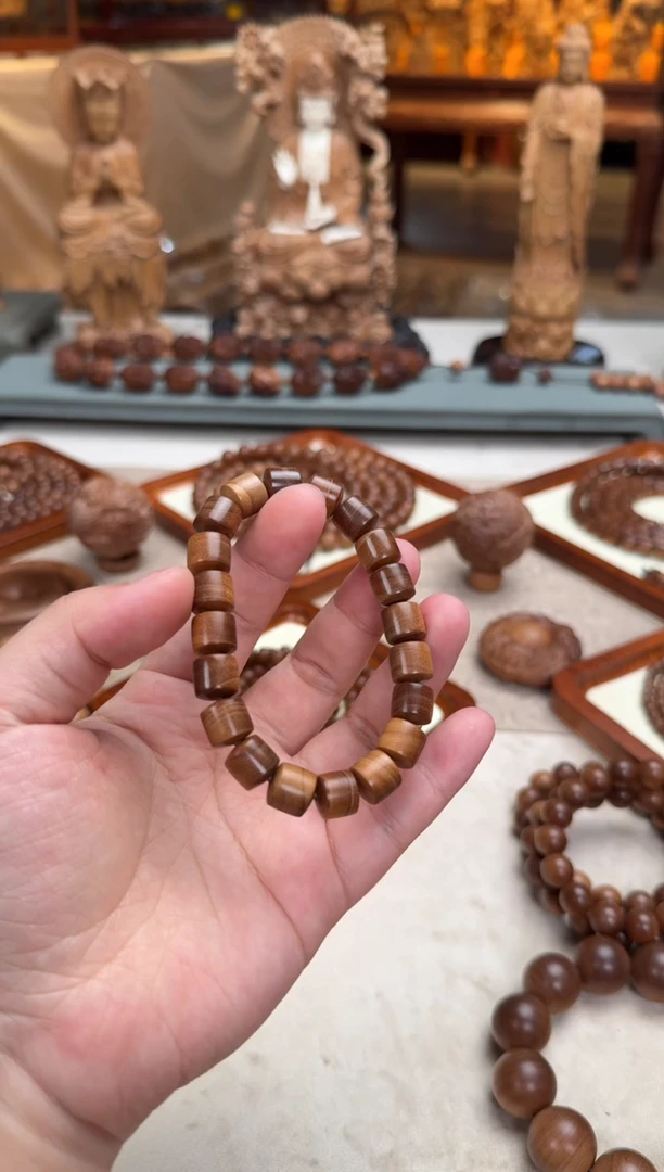 檀香木手串/手链1.0横纹桶珠单圈 印度老山檀香