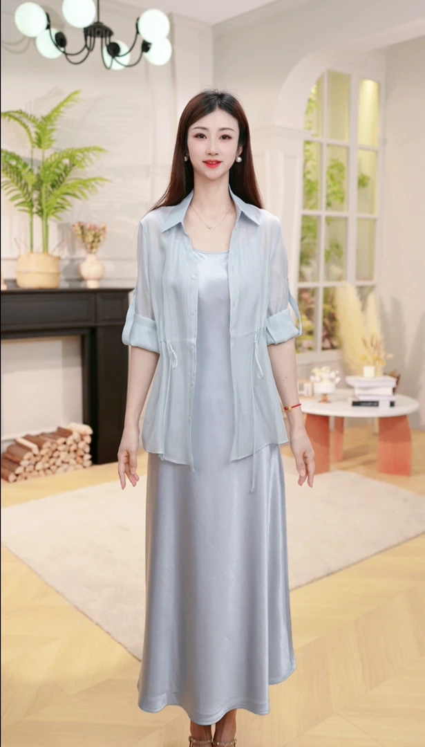 两件套气质韩版夏装外搭显瘦西装套装时尚套装薄款休闲风-欢欢