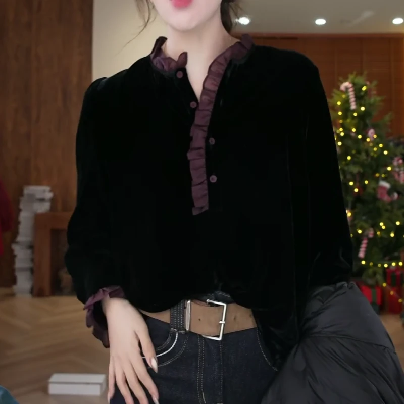 新款休闲拼接蕾丝轻奢T恤LK2509091