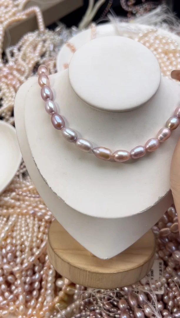 未镶嵌淡水珍珠福利强光*珍珠项链（无核8mm+）粉紫色