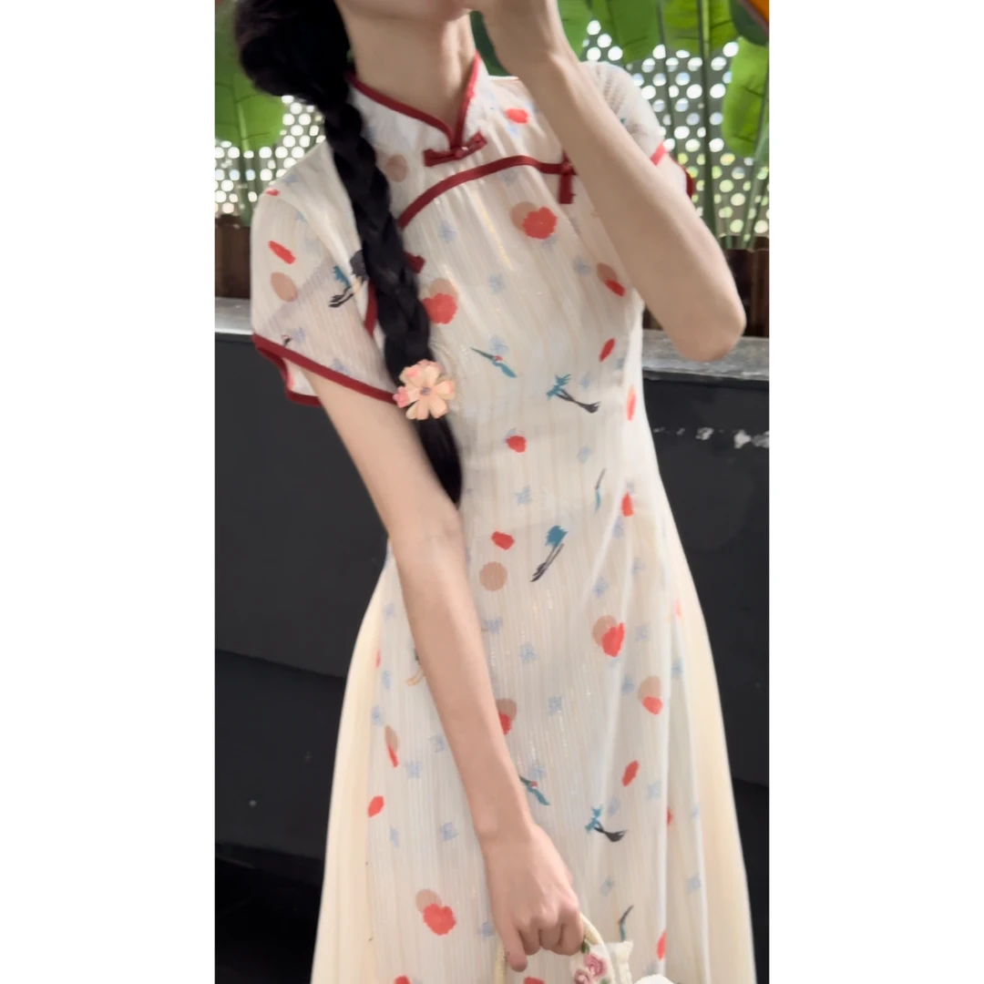 新中式国风倒大袖改良版日常加绒郁金香旗袍气质年轻日常连衣裙