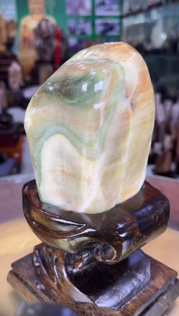 缅甸天然树化玉摆件