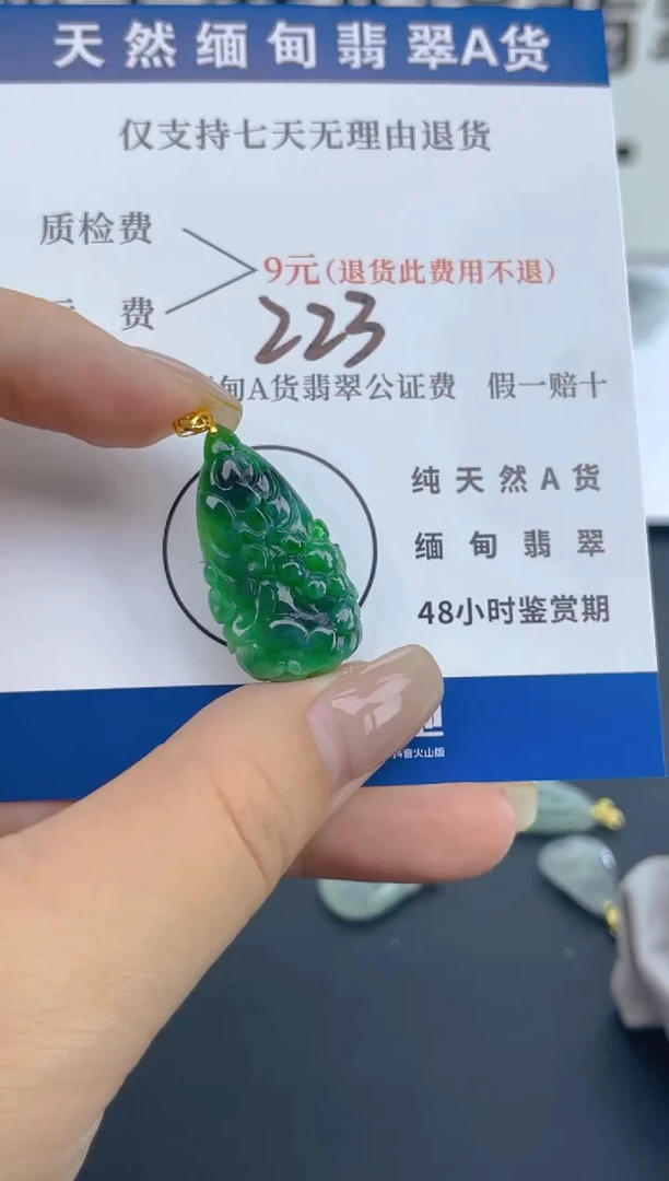 颈饰18K金镶嵌翡翠天然A货翡翠  223