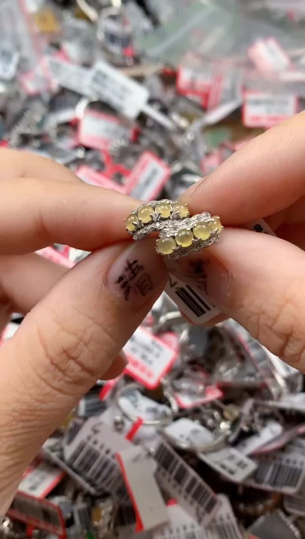 银S925镶嵌戒指翡翠天然A货缅甸翡翠