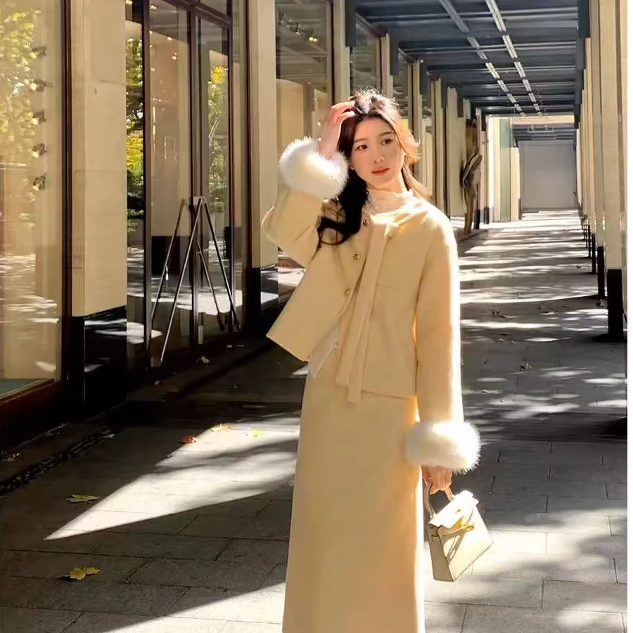 YYZS秋冬款高级千金毛呢气质套装88888
