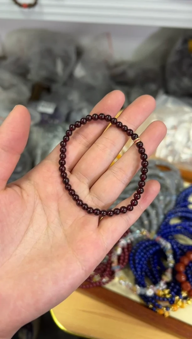 【闪购商品】石榴石手链未镶嵌石榴石小米珠配件款手链[0318]
