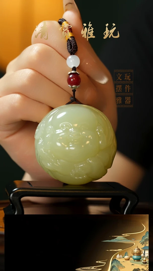 玉《圆形弥勒》手把件摆件