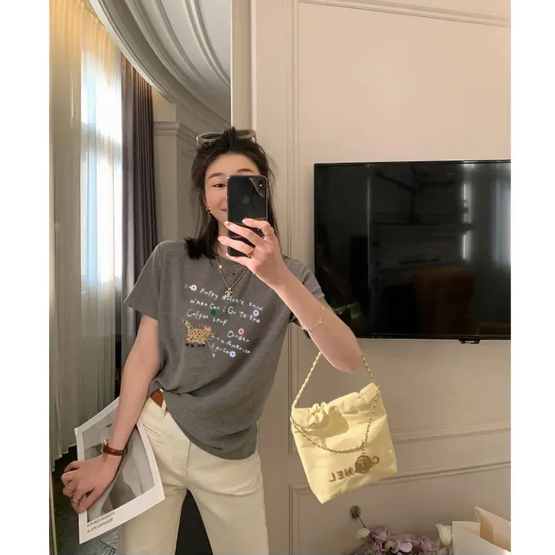 樊范儿2025夏季新款字母印花时尚T恤-25159