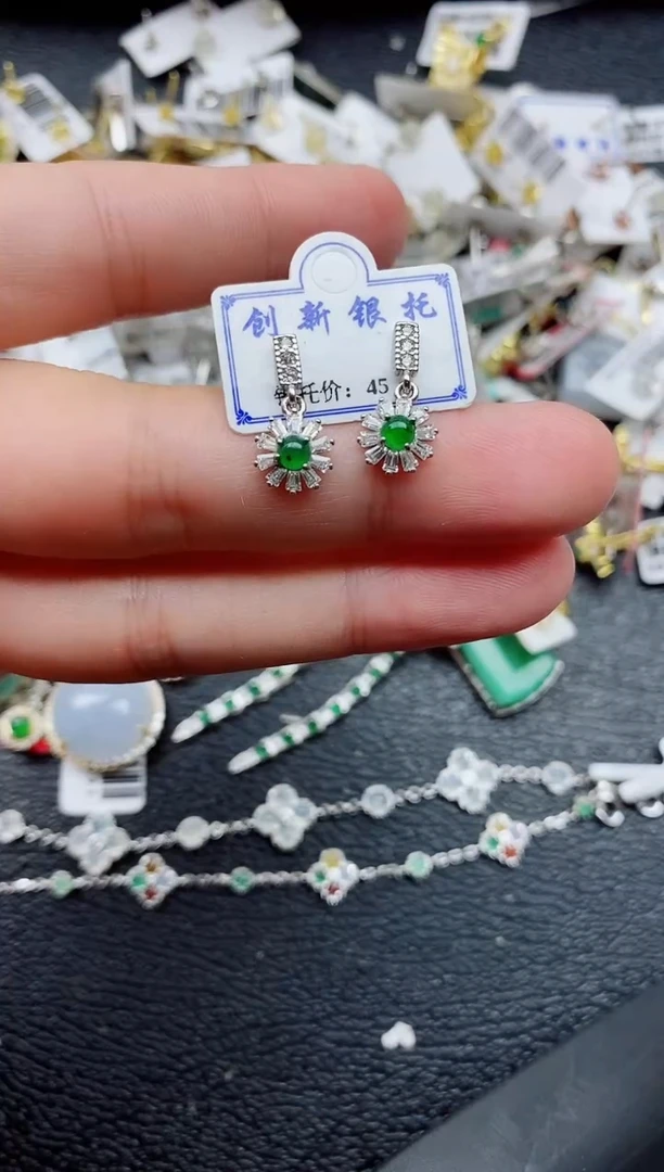 银S925镶嵌戒指翡翠1