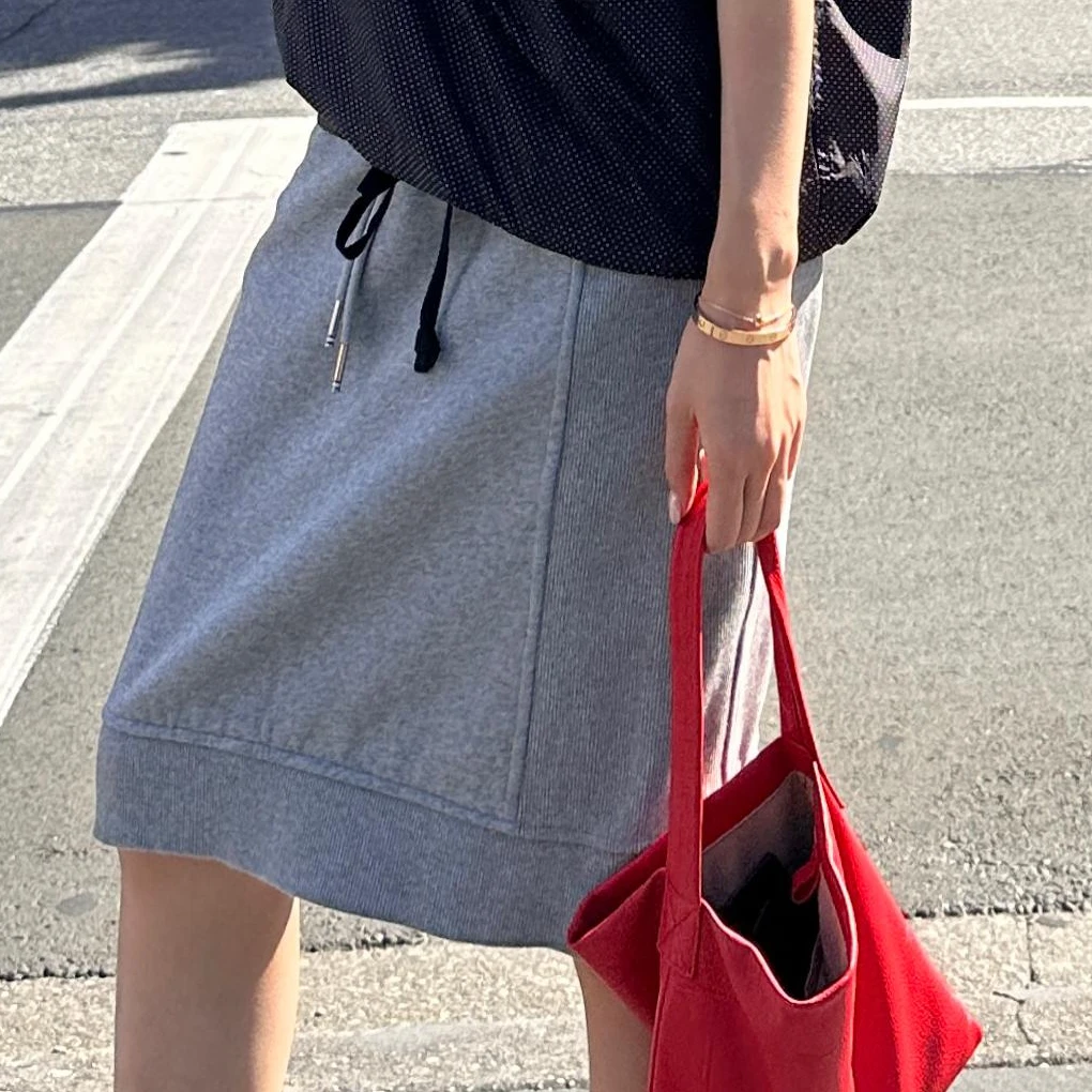 DE Mincollection五分卫裙/长绒棉舒适针织拼接直筒松紧卫裙40008