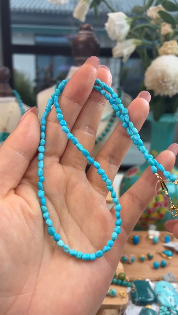 银S925镀金镶嵌绿松石项链1