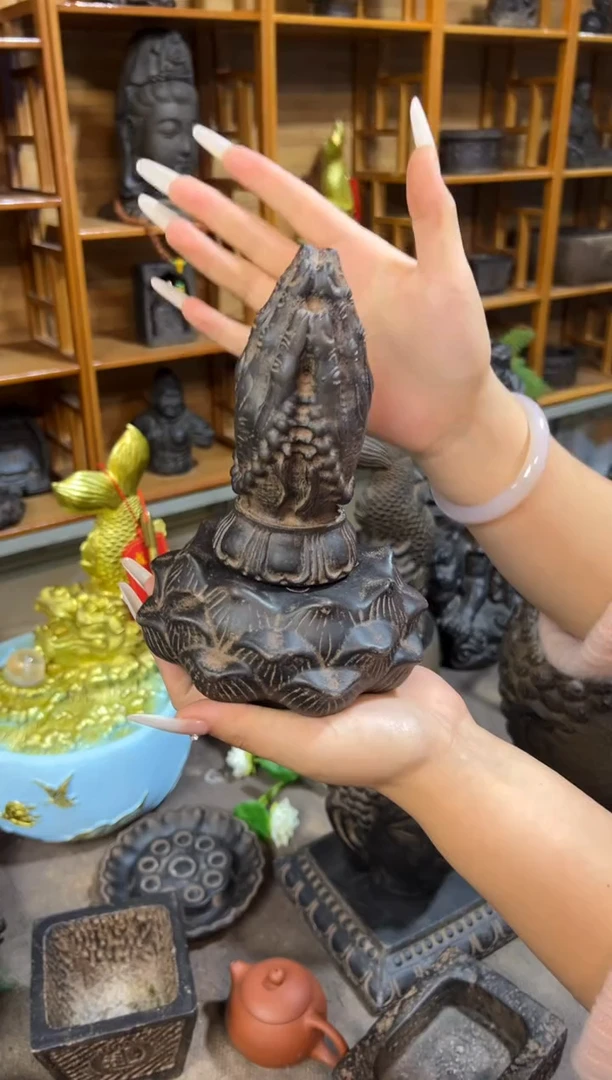 陶土求佛手+莲蓬实心底座