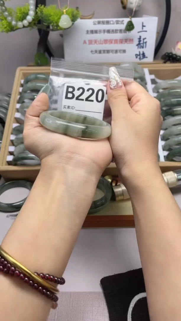 【闪购商品】石英质玉（天山翠）手镯未镶嵌b220