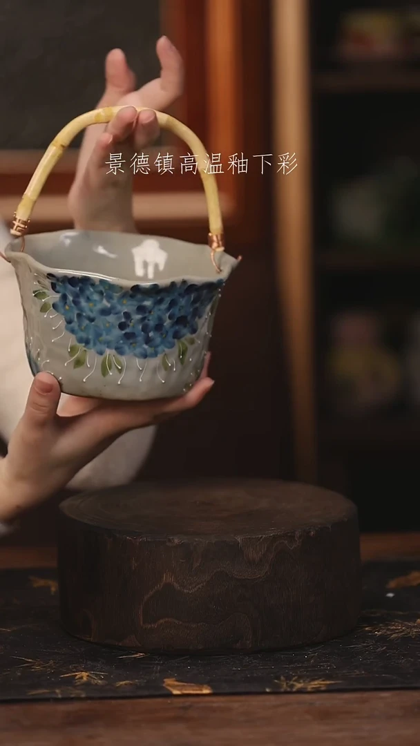 陶瓷景德镇高温釉下手绘陶瓷@L006@