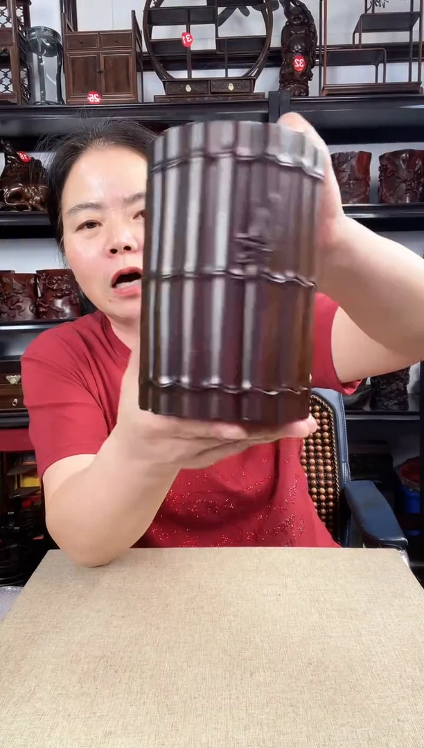 木竹节笔筒老李红木工艺品