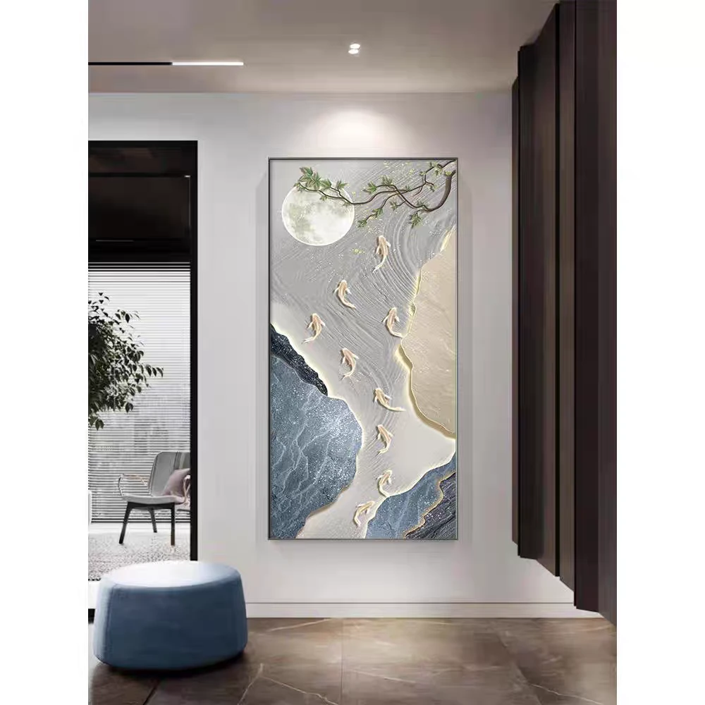 简约入户走廊过道挂画竖版壁画