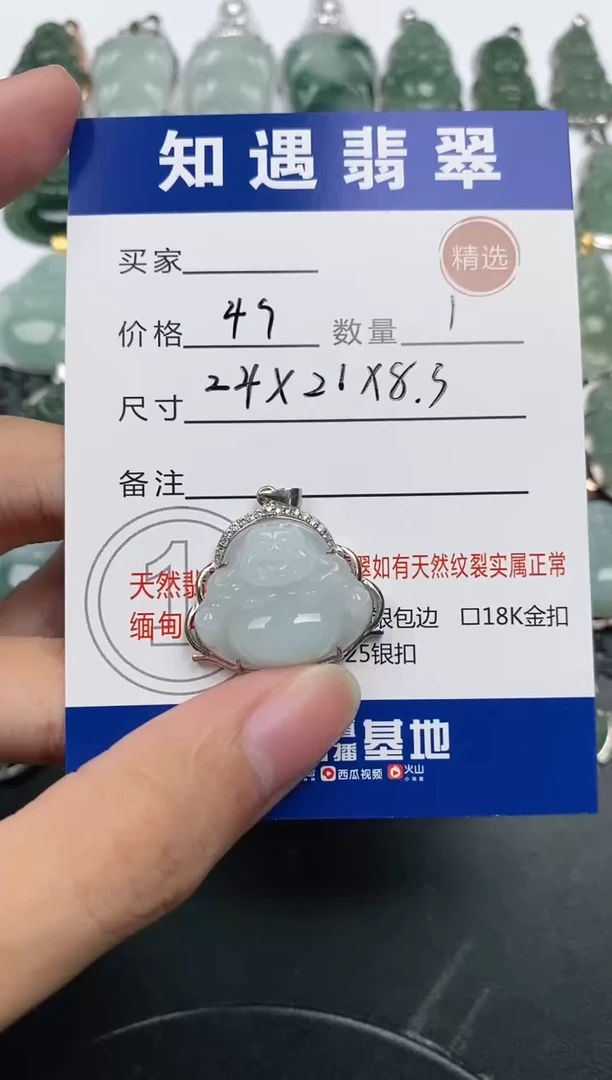 颈饰银S925镶嵌翡翠挂件