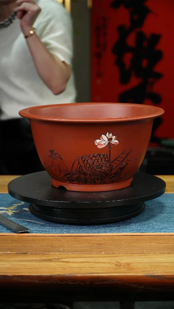 紫砂花盆哈*李超紫砂兰花盆