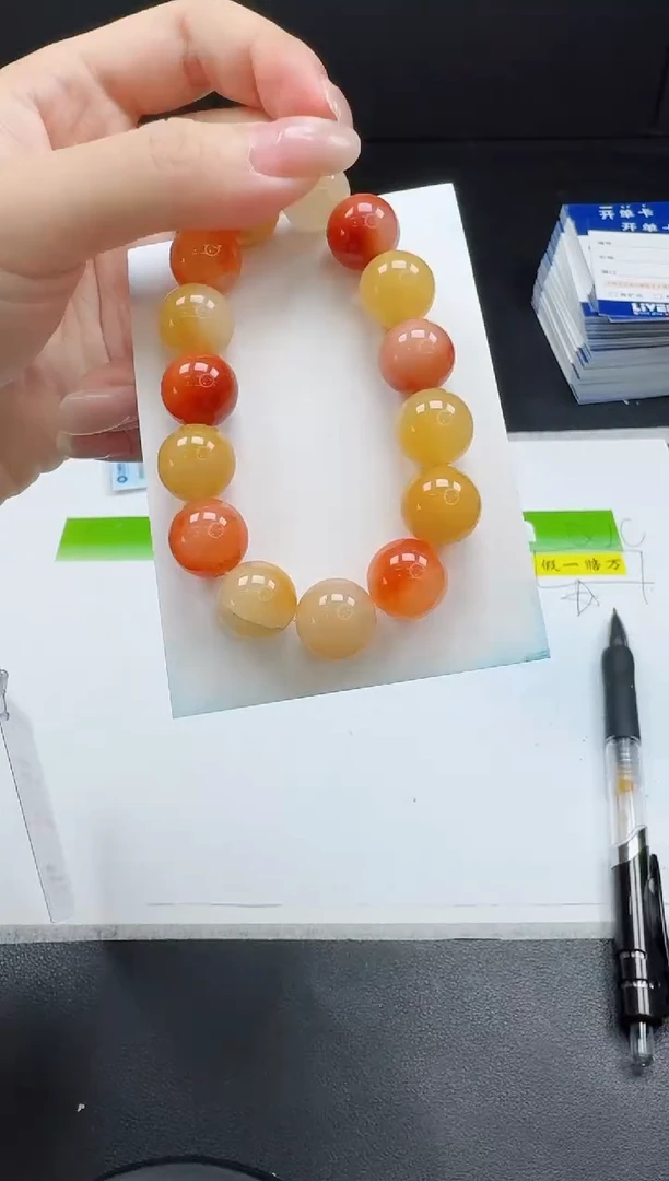 未镶嵌手镯石英质玉金丝玉大m卡12手链【花纹随机】