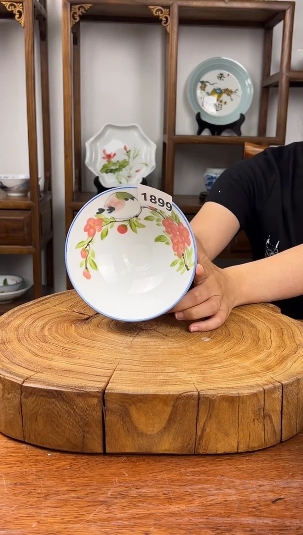 瓷片景德镇手绘釉中彩（食品级）斗笠碗1899