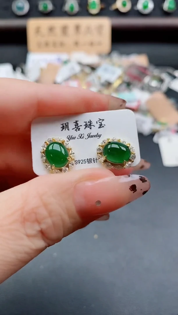 银S925镶嵌戒指翡翠1