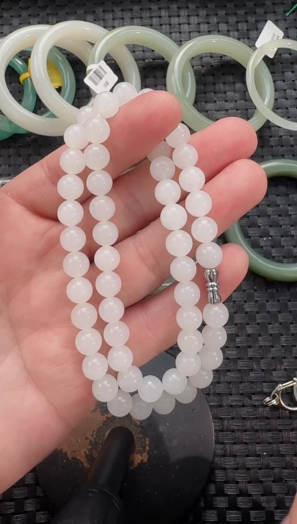 颈饰未镶嵌和田玉8mm女神链