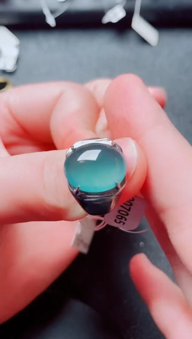 银S925镶嵌戒指翡翠1