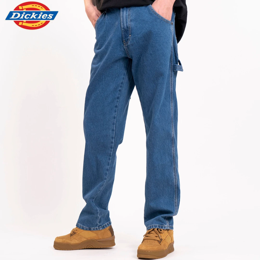 Dickies25新品琥珀流光情侣宽松直筒水洗牛仔工装伐木裤DK019294
