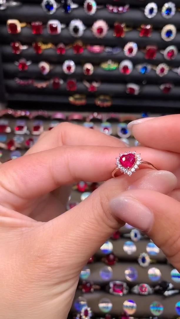 【闪购商品】红宝石戒指银S925镶嵌玫瑰金6