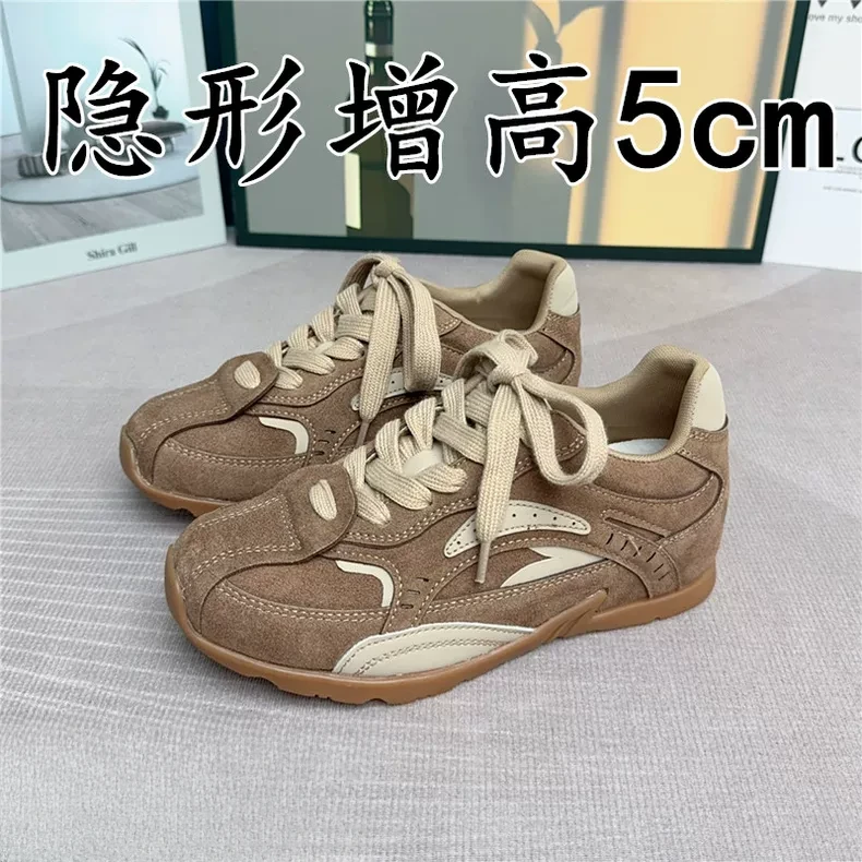 真皮内增高德训鞋女网红爆款老爹鞋舒适百搭阿甘鞋透气休闲运动鞋