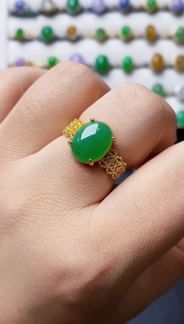 银S925镶嵌戒指翡翠5408