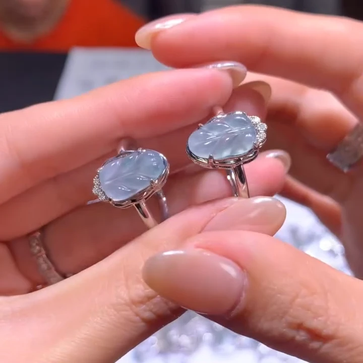 【逍遥严选】天然A货翡翠叶子戒指*ZYX/12/多样性发/1件