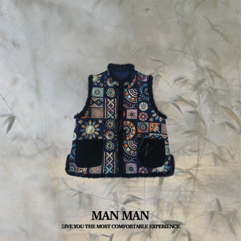 满满出品-『重工刺绣国风棉马甲』25363气质保暖时尚百搭重工刺绣