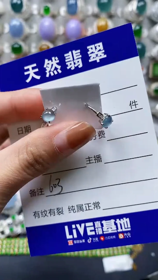 【闪购商品】翡翠耳饰银S925镶嵌0603