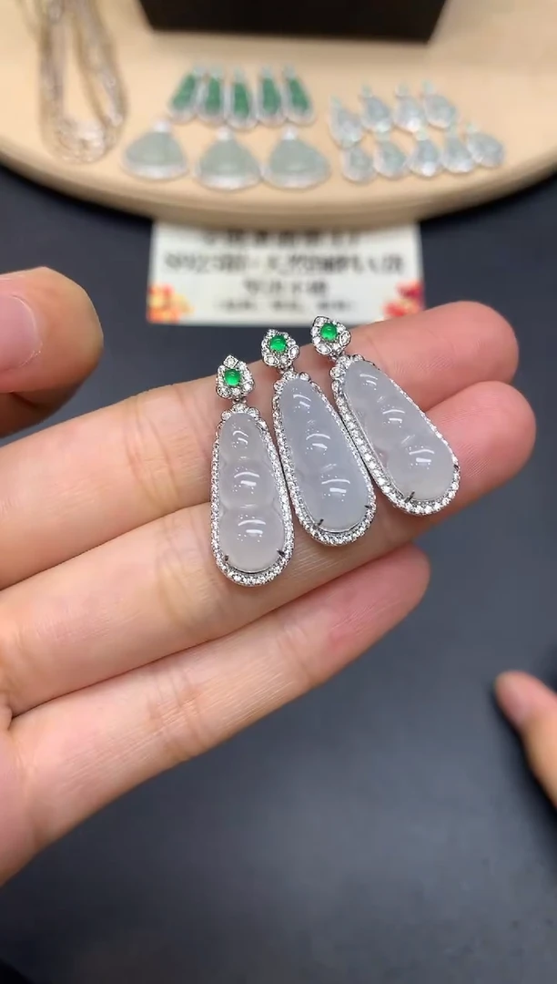 翡翠银S925镶嵌吊坠(不含链)福豆【多样性发其一】