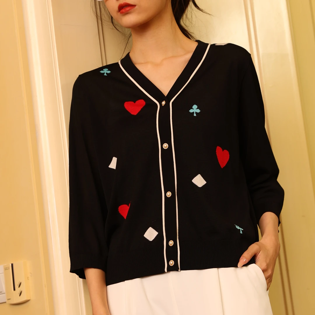 针织新款百搭外套#YA65712E-03显瘦长袖时尚休闲气质拼接洋气