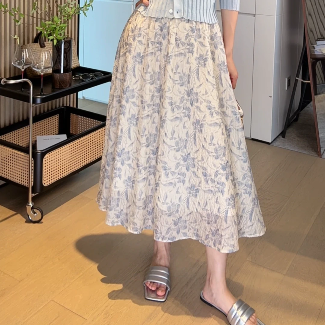 NAN&SEN  莫奈花园 2025新款莱赛尔松紧腰浪漫法式气质显瘦碎花裙