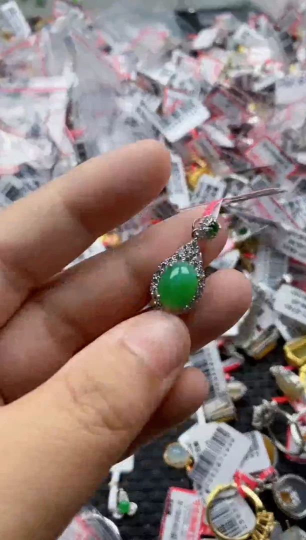 翡翠戒指银S925镶嵌3333---4