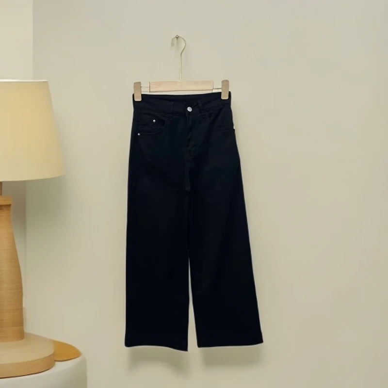 75362窄版阔腿牛仔裤女款时尚百搭简约显瘦阔腿牛仔裤