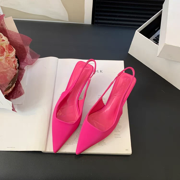 高跟法式防滑包头凉鞋尖头单鞋小众粗跟跟鞋