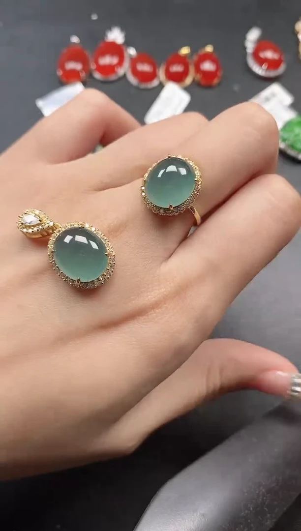 银S925镶嵌戒指翡翠51511