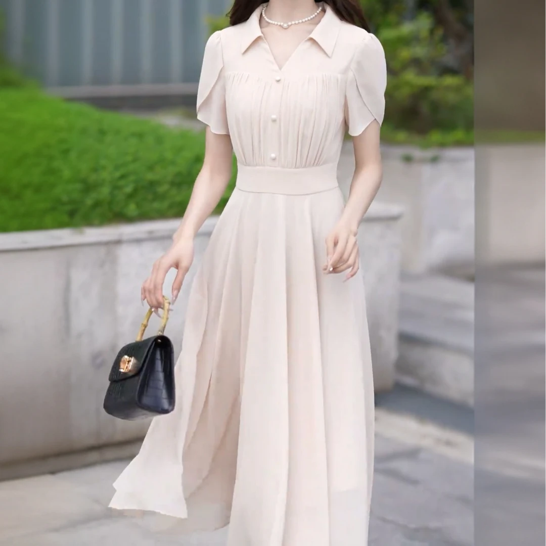 高端精致连衣裙2025新款女夏季新款高级感法式时尚中长款修身裙子