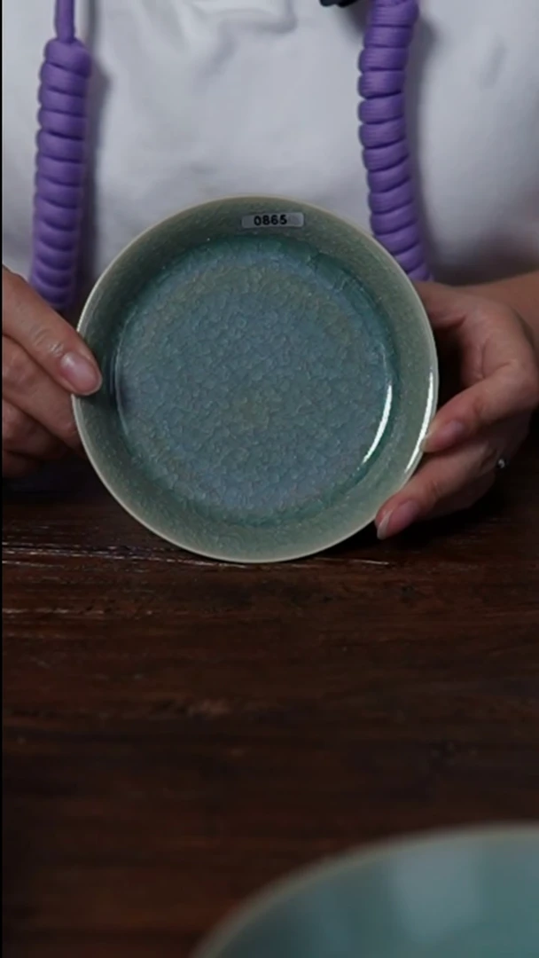 冰片纹汝瓷盘直径11