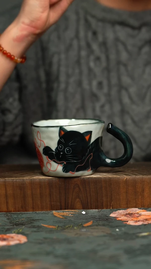 杯釉下彩手工手绘同款陶器