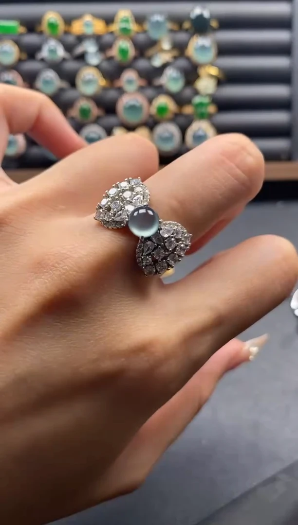 银S925镶嵌戒指翡翠51511